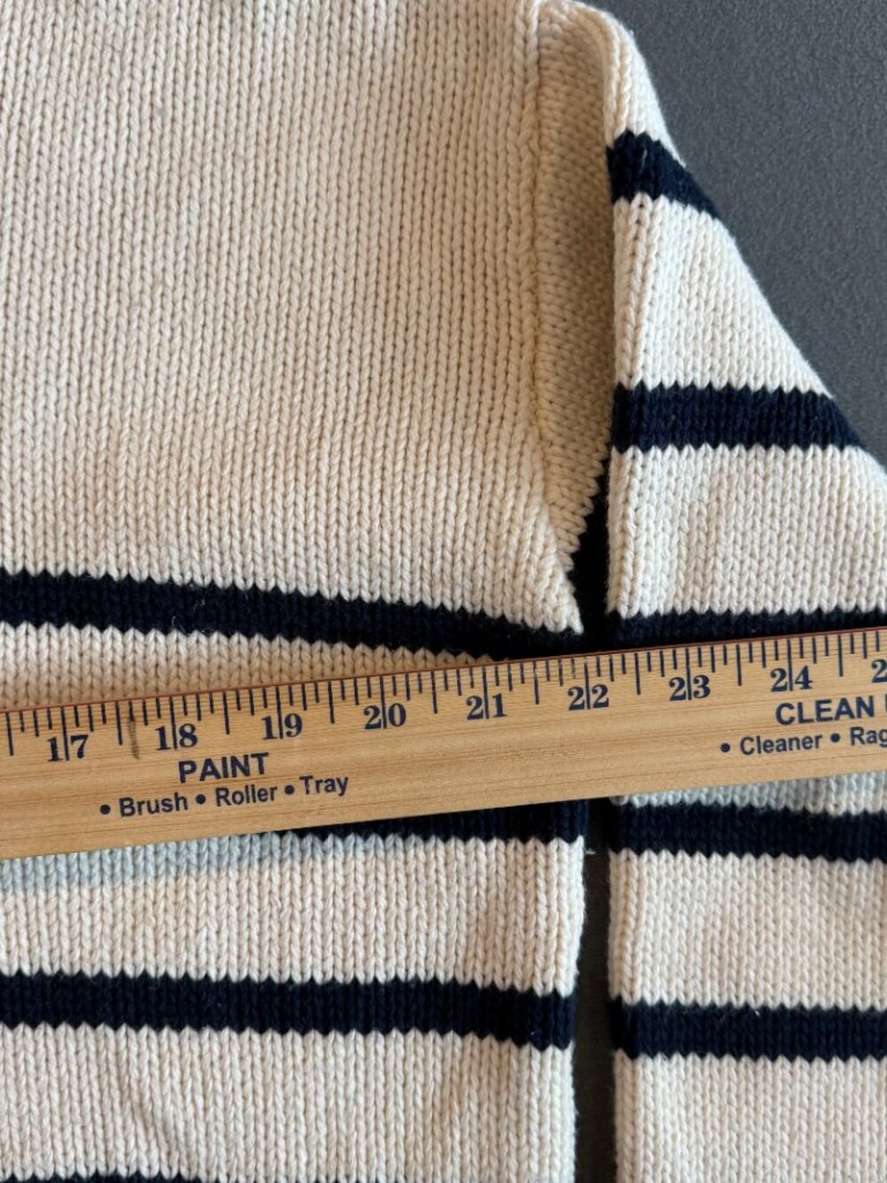 Z Supply Women’s Small Cream Navy Striped Crewneck Sweater Nautical Coastal View 4